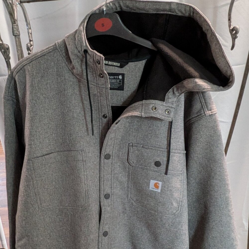 Carhartt Men's Rain Defender Hooded Relaxed Shirt Jacket, 2X